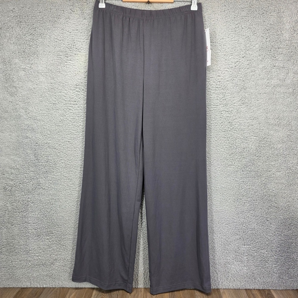 IC Collection Connie K Womens Gray Wide Leg Elastic Waist Pocket Pants Medium
